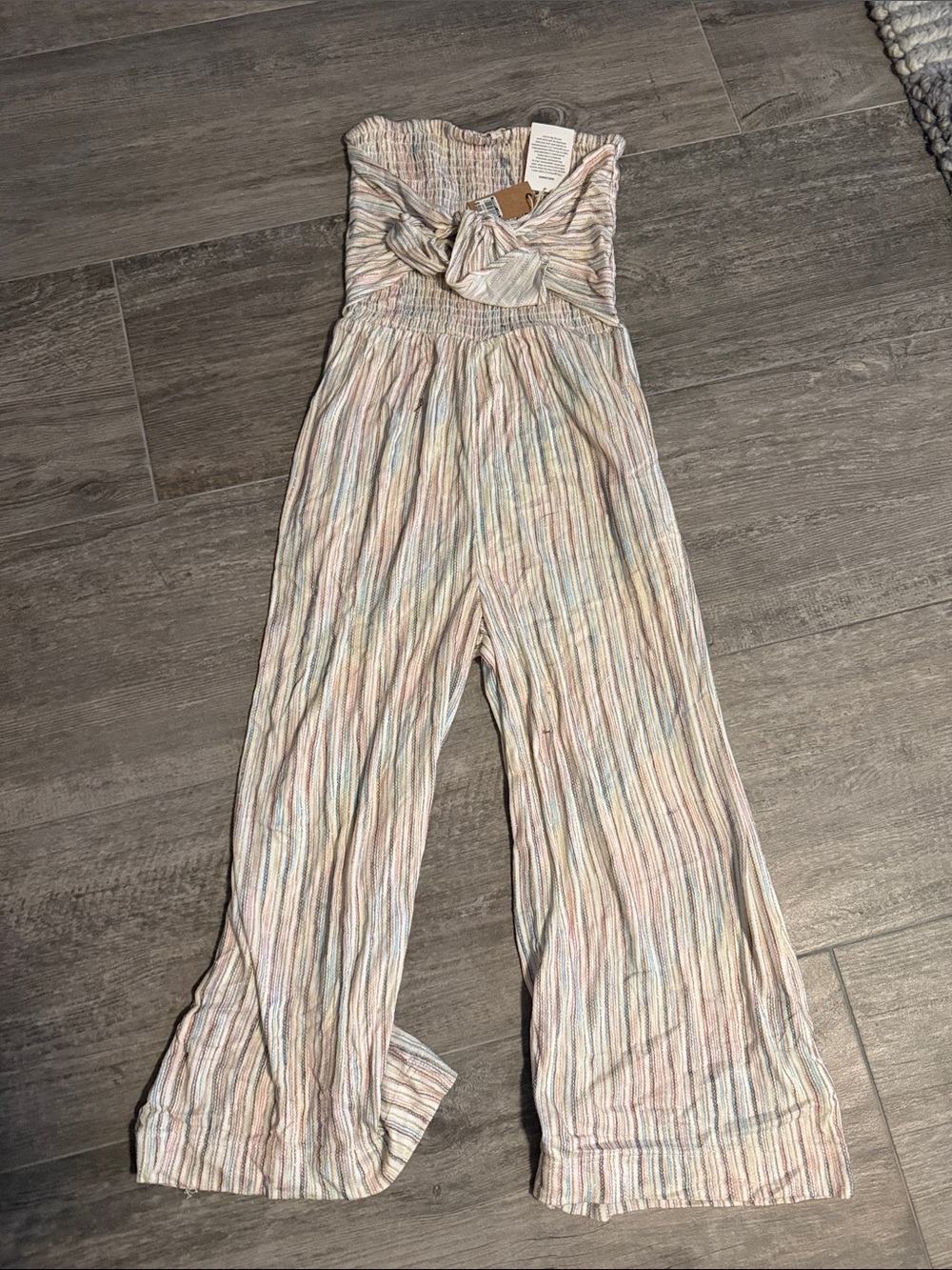 Surf Gypsy Pastel Striped Strapless Jumpsuit
